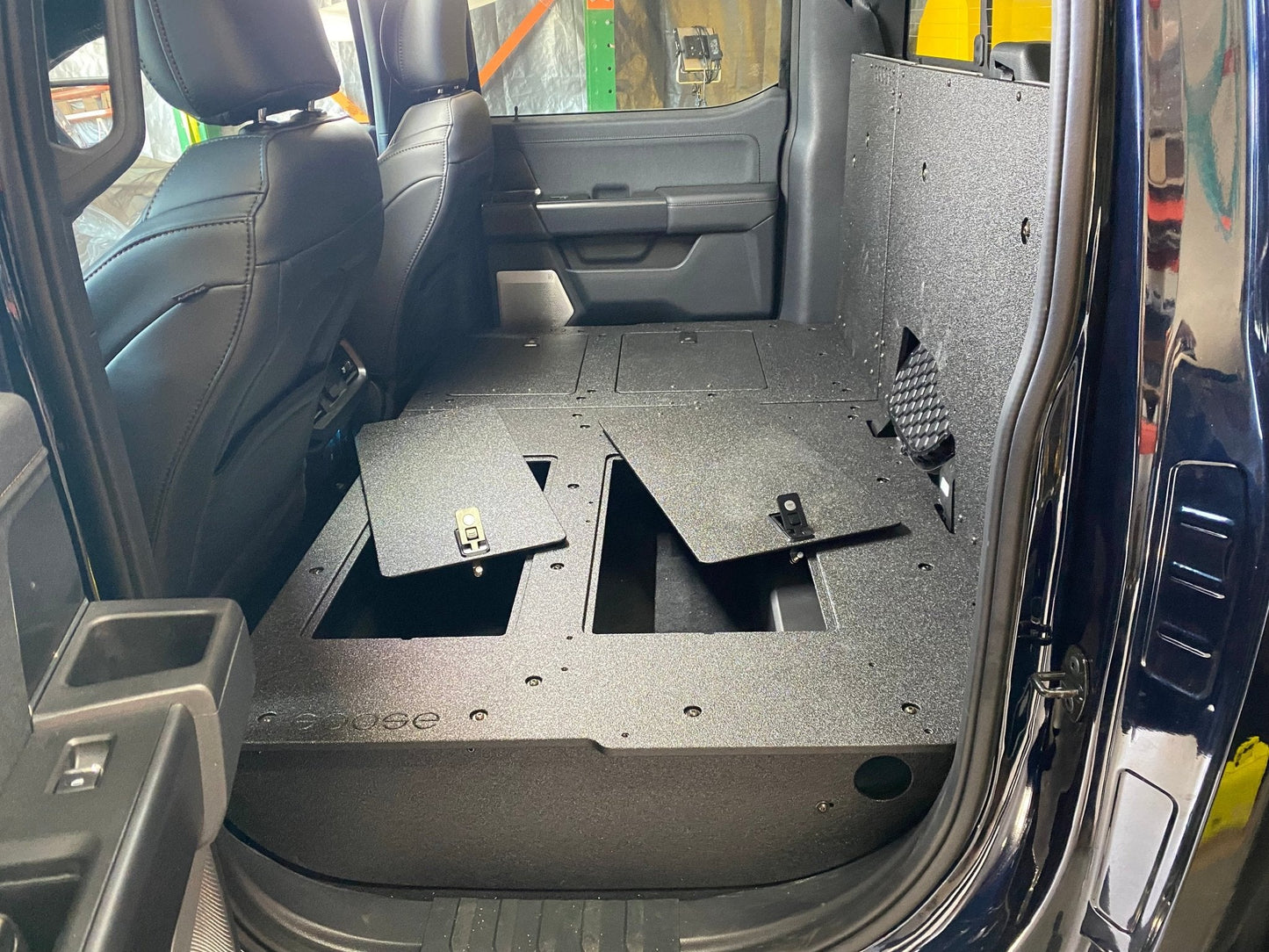 Ford Super Duty Ford - F250-F550 - 2023-Present - 5th Gen. Crew Cab - Second Row Seat Delete Plate System with Factory B&O Subwoofer Center Wall with Exterior Port