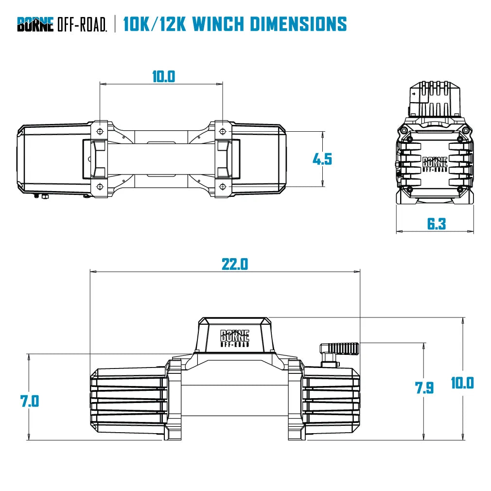 10K Electric Winch with Synthetic Rope (Rope Color Options!)