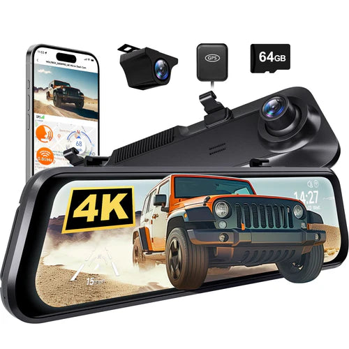 G850Pro Front and Rear Mirror Dash Cam - 4K Wifi ADAS