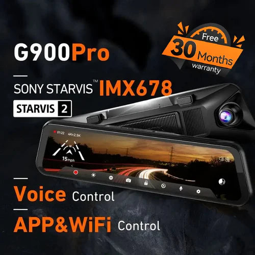 G900Pro Touch Screen Rear View Mirror Dash Cam Smart Mirror 12MP WiFi
