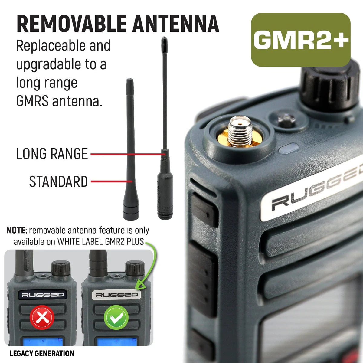 Rugged GMR2 PLUS - GMRS and FRS Two Way Handheld Radio