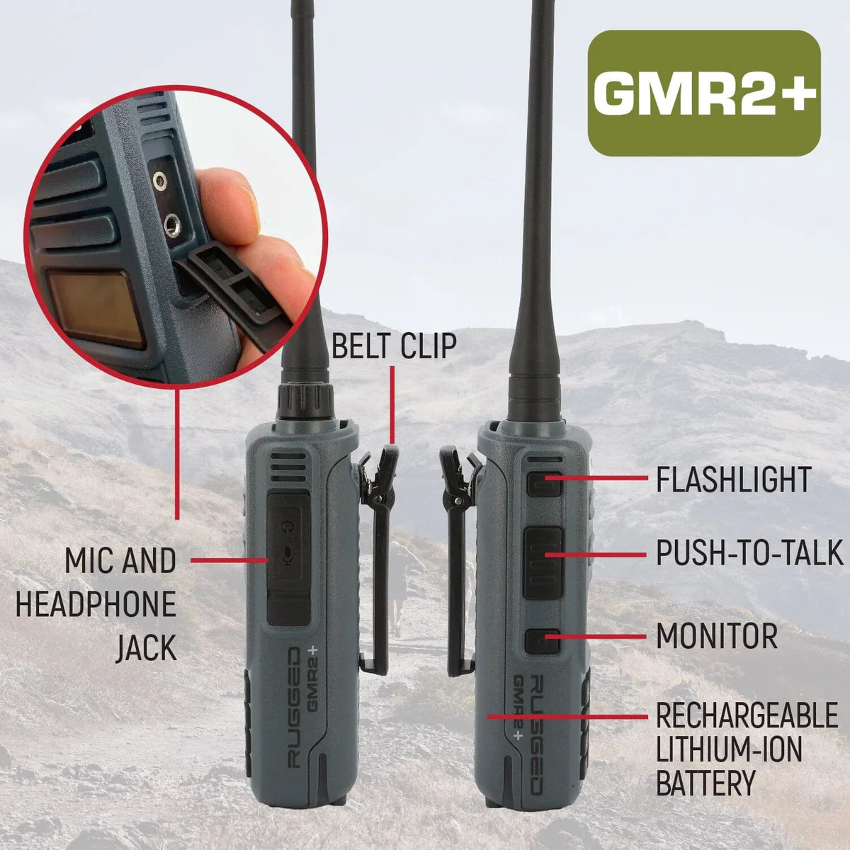 Rugged GMR2 PLUS - GMRS and FRS Two Way Handheld Radio